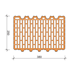 A Leiertherm 38 N+F tégla felülnézeti méretrajza.