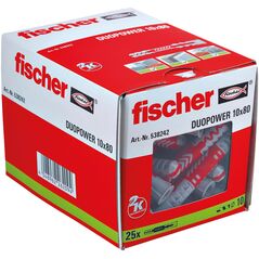 Fischer DuoPower 10x80 dübelek 25 darabos papírdobozos csomagolása