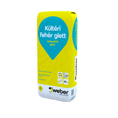Weber Kültéri fehér glett (weberKPS) 25 kg-os gyári csomagolása fehér háttér előtt.