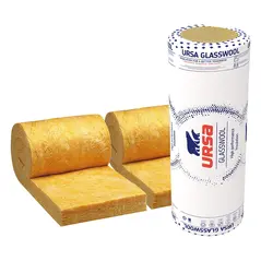 URSA TWF 1 hangszigetelő üveggyapot tekercsek és a gyári csomagolófólia.