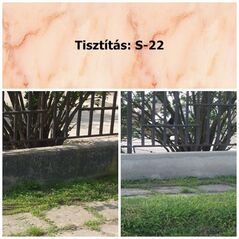 Betonszegély tisztítása előtte-utána fotón Avmor S-22 használatával.