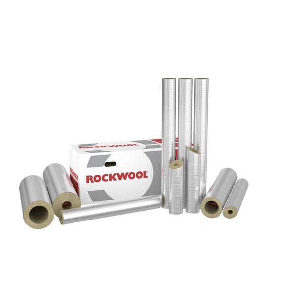 Három különböző méretű ROCKWOOL 800 alu csőhéj dobozzal.
