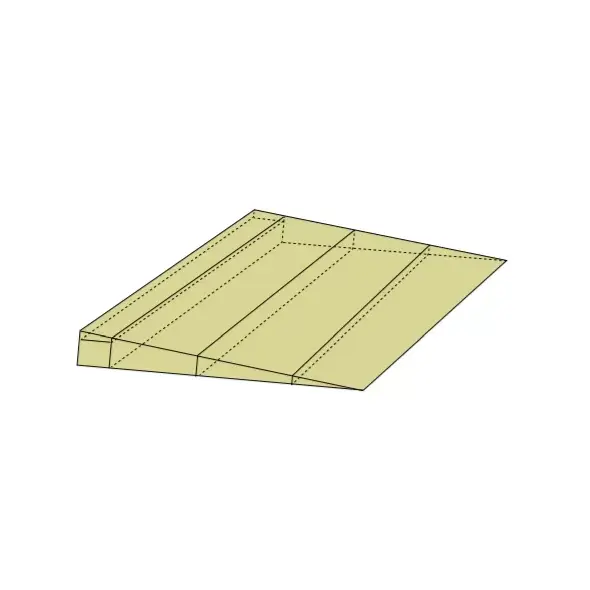 ROCKWOOL ROCKFALL vonalralejtő elemek lejtési sémájának 3D-s illusztrációja.
