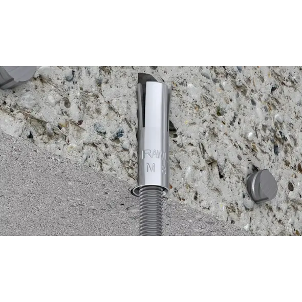 Rawlplug beütőék és menetes szál beépítése betonfelületbe.