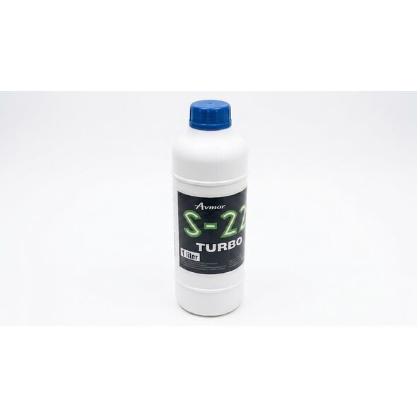 Avmor S-22 Turbo 1 literes tisztítószer flakonja oldalnézetből.