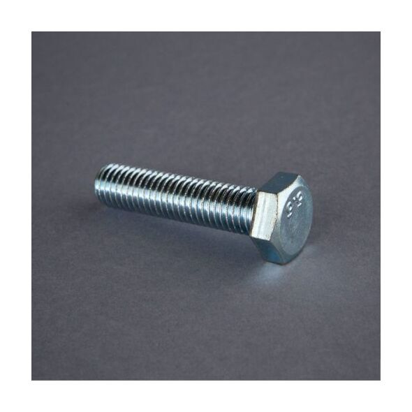 MOFIX horganyzott hatlapfejű csavar M10×25 mm szürke háttér előtt.